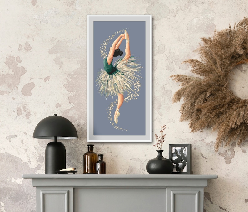 Ballet dancer digital counted cross stitch pattern,PDF image 2