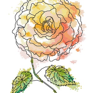 Magic begonia digital pattern for cross stitch PDF