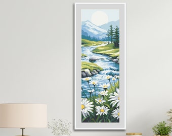 Mountain view Cross  Stitch Pattern PDF , Spring forest
