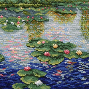 Water lillies - Claude Monet  Stitch Pattern,   Digital  Pdf , Counted Cross Stitch pattern in PDF  format, Painting,  Easy