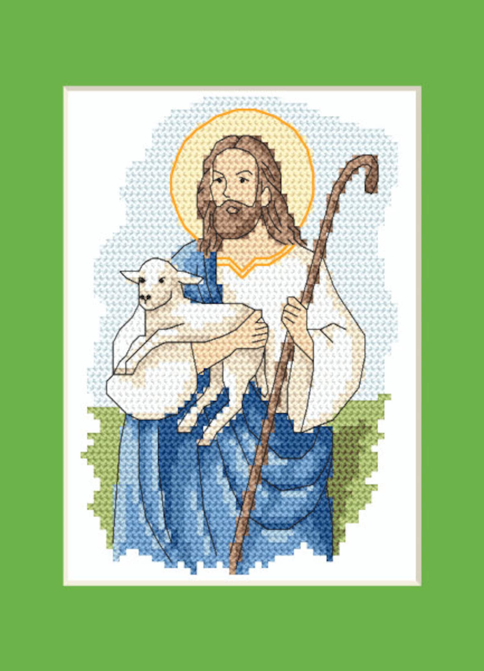 Easter Postcard Christ Pattern Cross Stich PDF Jesus With a Etsy