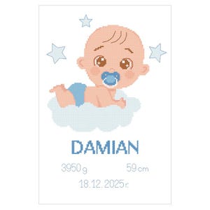 Kruissteekpatroon pdf - geboorteakte - babyjongen,,pdf,.hks- smartphonepatroon