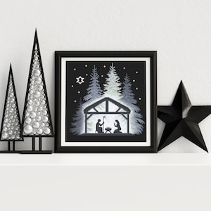 Natale - Sacra Famiglia schema digitale facile per punto croce, PDF