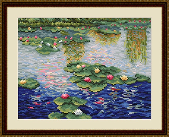 Water Lillies - Claude Monet Stitch Pattern, Digital Pdf , Counted