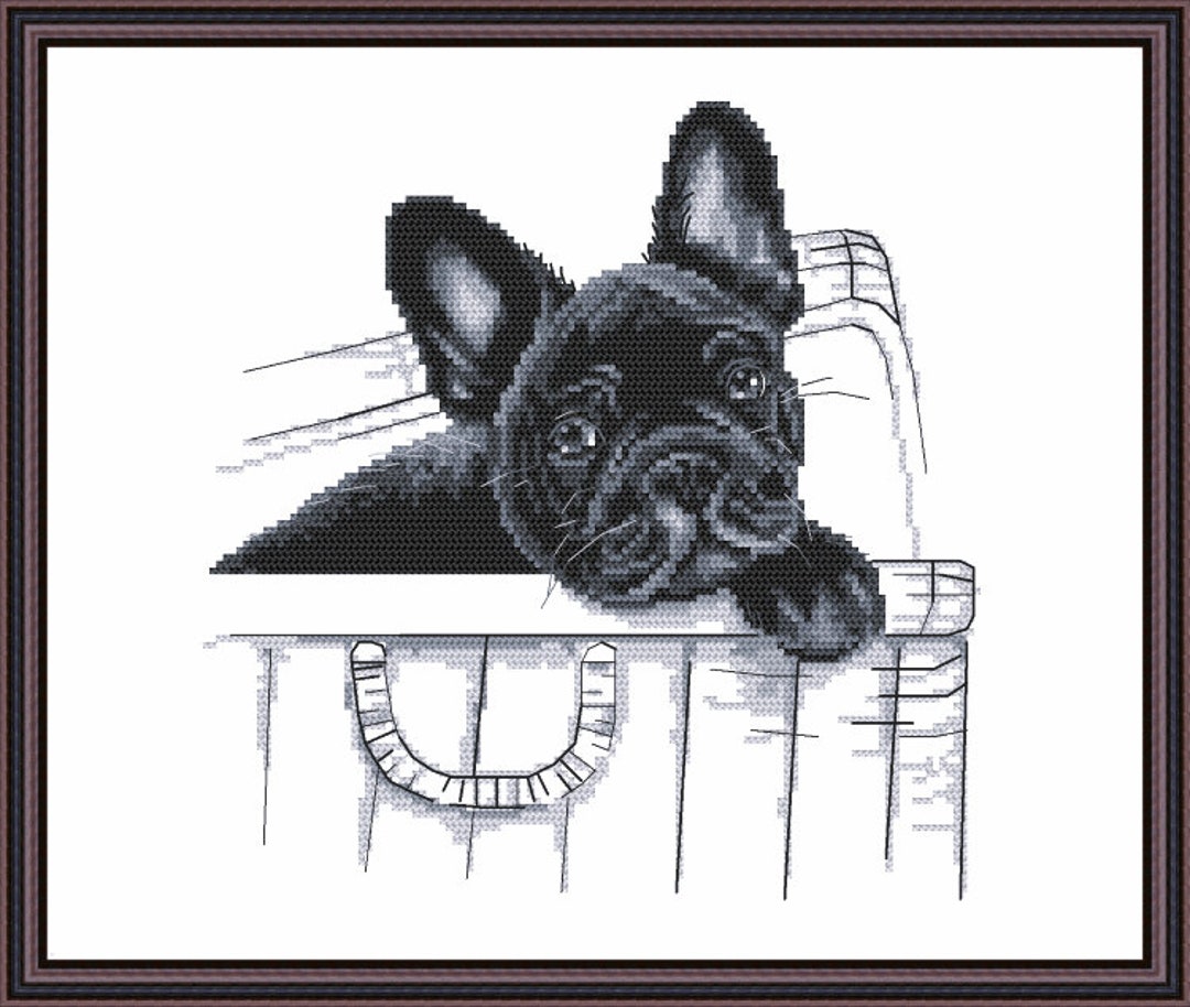 French Bulldog here I Am Cross Stitch Pattern Etsy