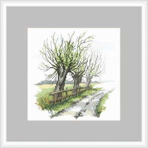 The wind in the willows digital pattern for cross stich ,Trees in cross stitch PDF , A modern picture PDF, Cross Stitch Pattern