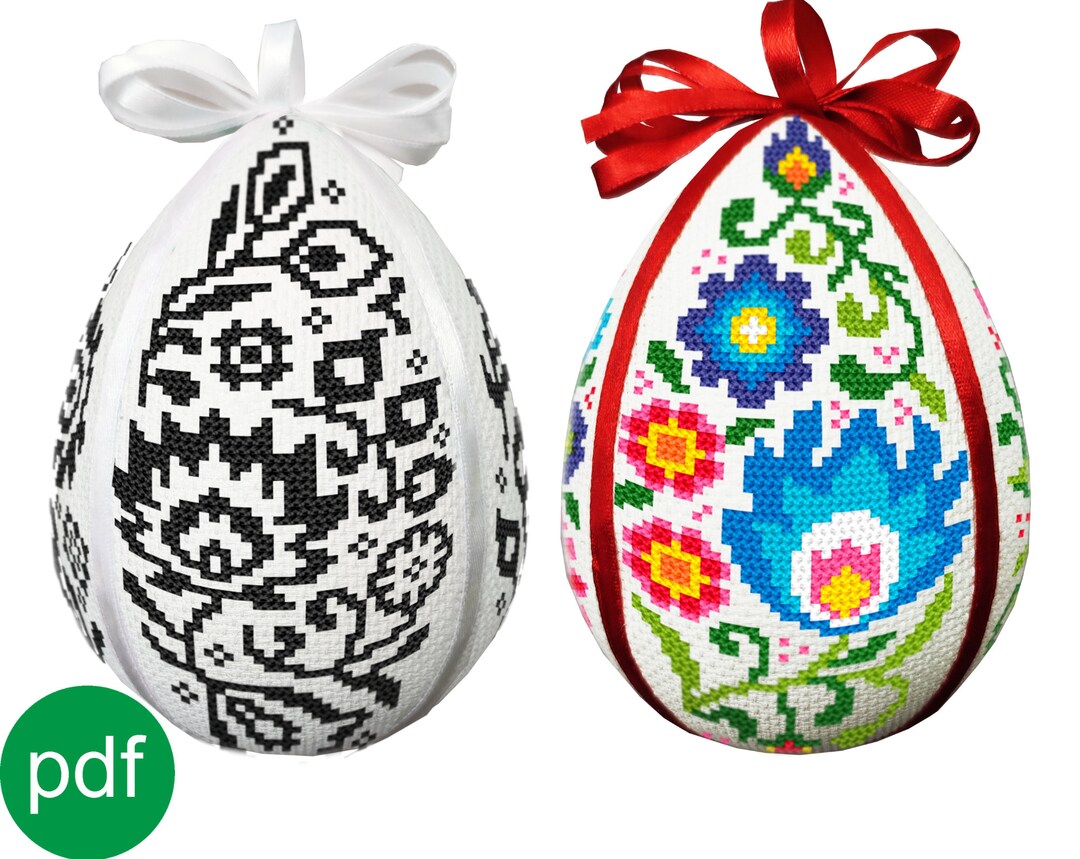 2 Folk Easter Egg Digital Cross Stitch Patterns, - Etsy