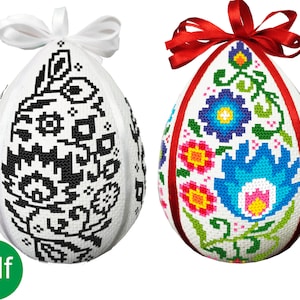 2 Folk Easter egg Digital Cross Stitch Patterns,