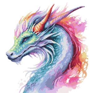 Cross stitch pattern PDF - Colorful dragon