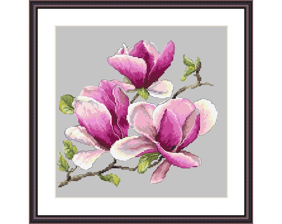 Magnolia Digital Pattern Cross Stitch, PDF, Cross Stitch Pattern