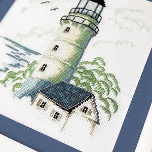 Lighthouse digital cross stitch pattern PDF, Cross stitch pattern navy