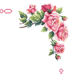 Può includere: Un gruppo di rose rosa con foglie verdi, disposte in un design a cascata. Le rose sono in diverse fasi di fioritura, alcune sono completamente aperte e altre ancora in bocciolo.