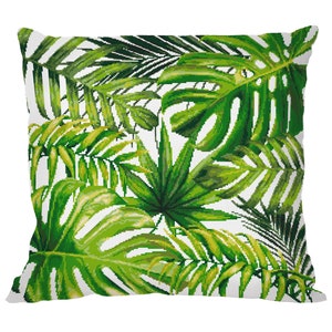 Exotic leaves - pillow - Digital pattern for cross stitch , PDF