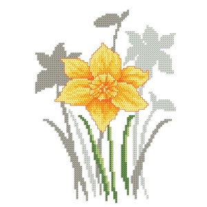 Spring flowers – daffodil cross stitch pattern, Daffodil with shadow PDF   colorful cross stitch pattern ,Perfect for a gift modern flowers.