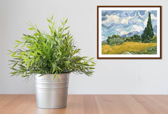 V. ヴァン ゴッホによる糸杉のある麦畑のクロスステッチ パターン