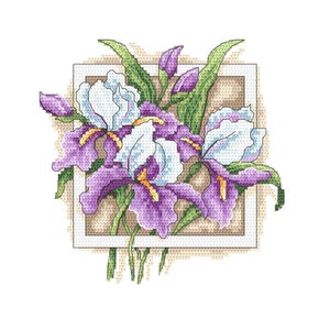 Irises - pattern cross stitch , Romantic irises, Cross stitch pattern