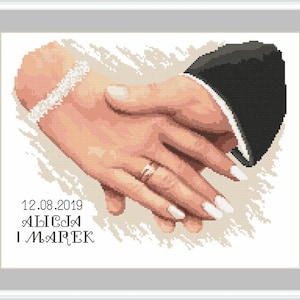 Wedding souvenir Wedding memory - Hands Counted Cross Stitch pattern in PDF