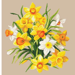 Narcissus digital cross stitch pattern  PDF