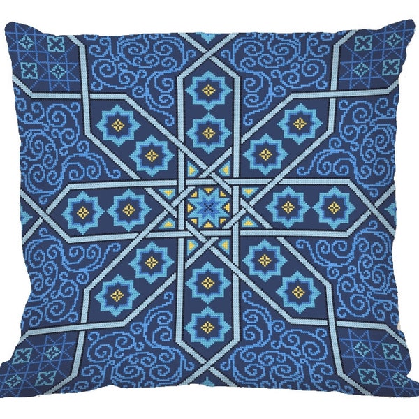 Ethnic moroccan pillow II- pattern for cross stich, Colorfull  digital PDF, Folk counted  cross stitch, romantic gift