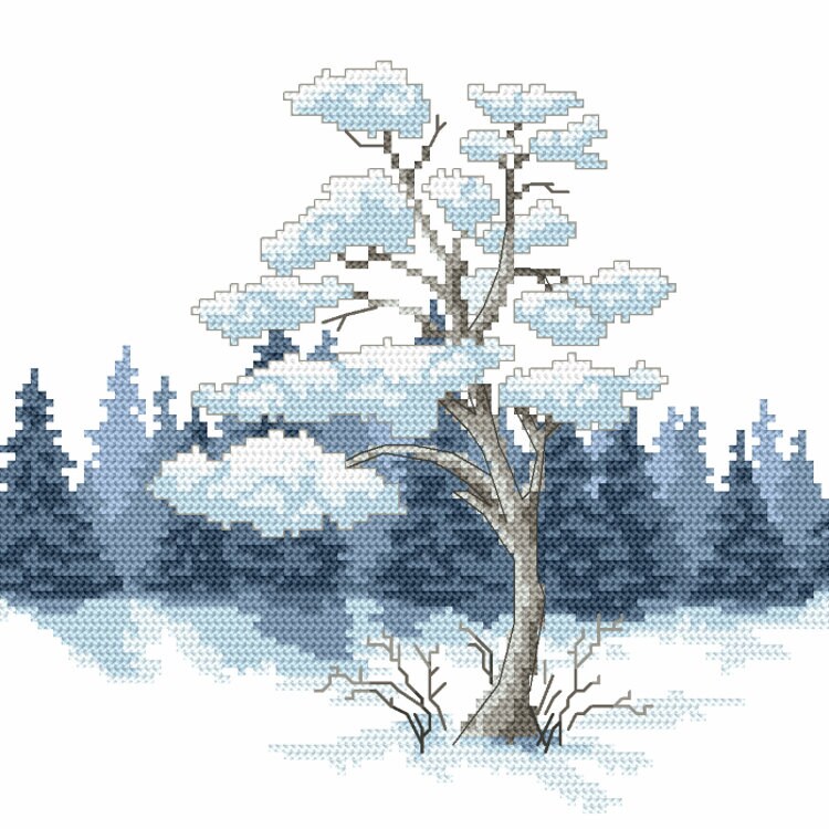 Winter pine digital pattern for cross stitch Trees in cross Etsy 日本