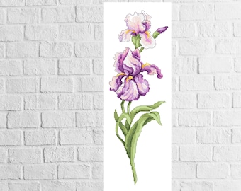 Iris cross stitch pattern,  Oblong  Iris PDF,  chart.