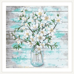 Jasmine bouquet digital counted  cross stitch pattern,PDF