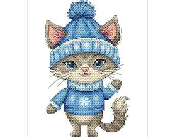 Cross stitch pattern PDF - Winter cat