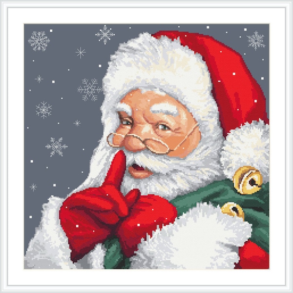 Mischievous Santa Claus digital cross stitch pattern, PDF,
