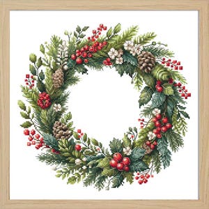 Schema punto croce PDF - Ghirlanda invernale
