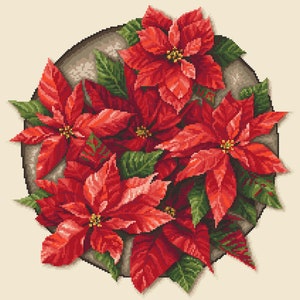 Weihnachtsstern digitales Kreuzstichmuster, Winterstrauß PDF, pdf, .hks - Smartphone Muster zum sofortigen Download