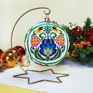 Christmas ball digital cross stitch  pattern PDF,  Ethnic