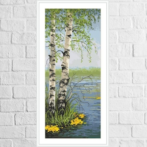 Spring Birches Digital Counted Cross Stitch Pattern PDF