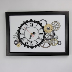 Clock pattern for cross stitch,  Steampunk digital PDF,  counted  cross stitch,  modern,