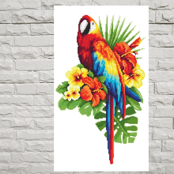 Fairy Tale Parrot Digital Counted Cross Stitch Pattern PDF