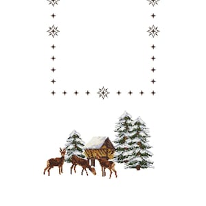 Table runner - Roe-deerspattern for cross stich, Winter runner PDF, Christmas table runner PDF