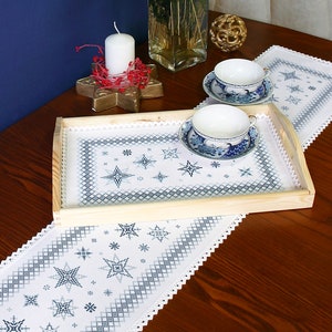 Stellar runner, Long table winter runner digital counted  cross stitch, Table runner with stars PDF