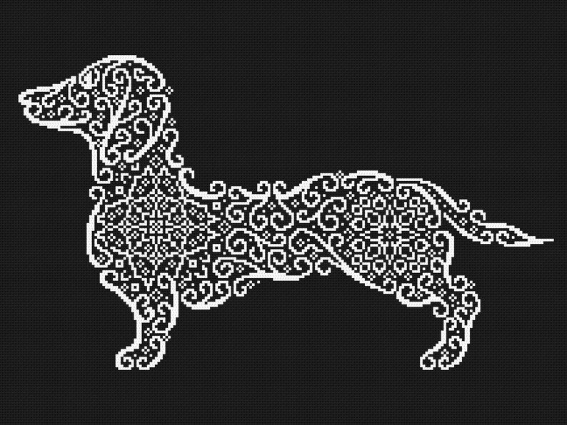 Lace Dachshund Digital Counted Cross Stitch Pattern in PDF Etsy