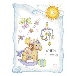 Schema per punto croce in PDF - Certificato di nascita per un bambino, .pdf, .hks - schema per smartphone, scaricabile immediatamente,