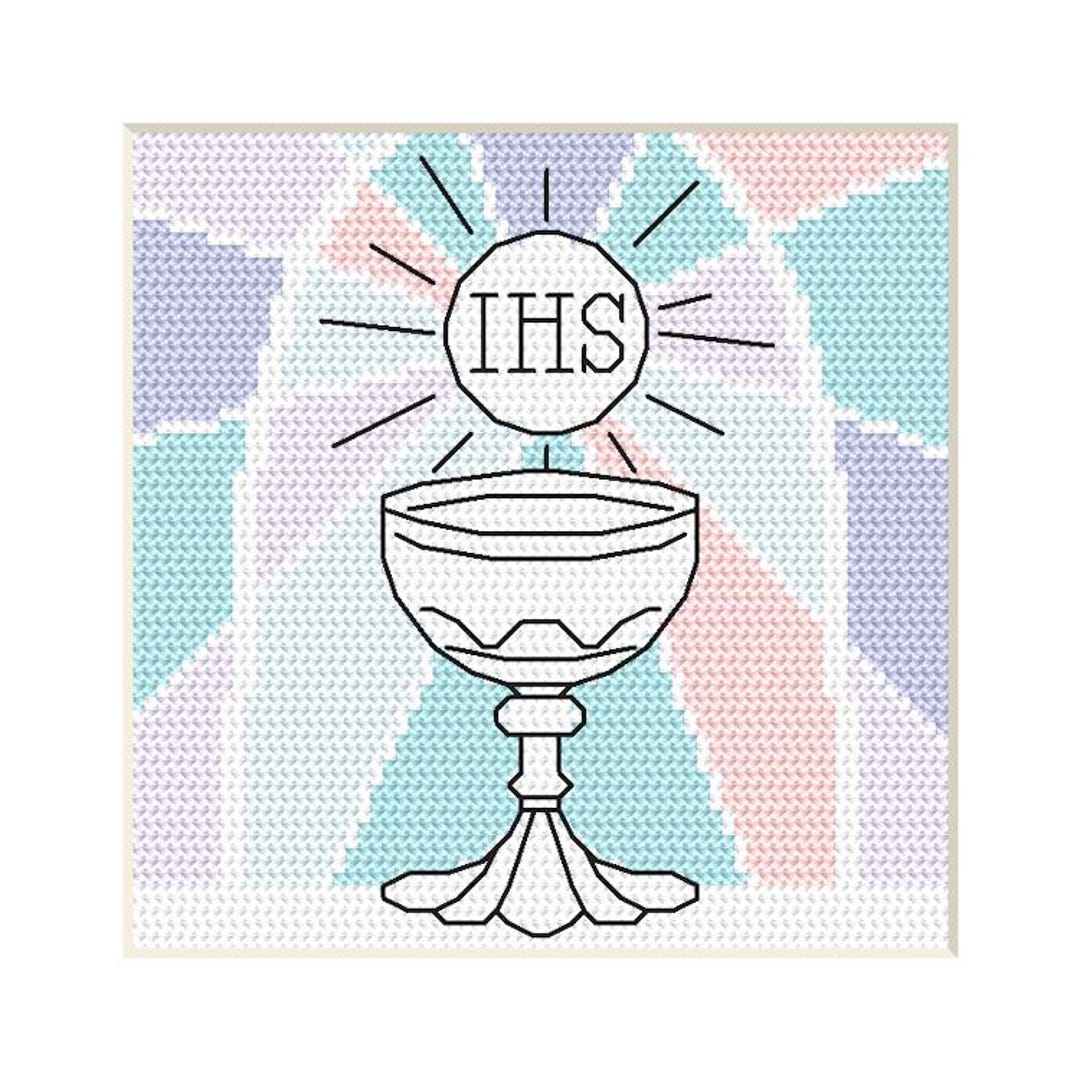 Cross Stitch Pattern PDF - Holy Communion Card - Chalice and Host - Etsy