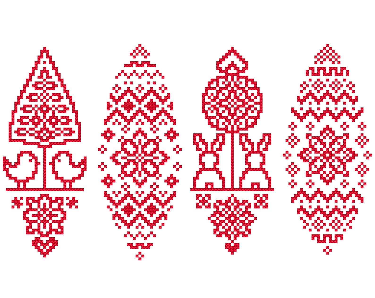 Folk Easter Eggs Digital Cross Stitch Patterns, - Etsy