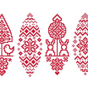Folk Easter Eggs Digital Cross Stitch Patterns, - Etsy