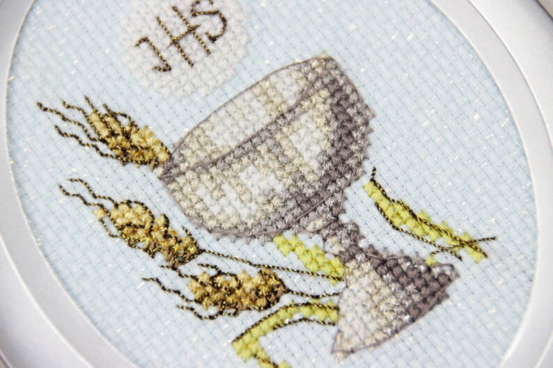 First Holy Communion Card Cup Modern Cross Stitch | Etsy