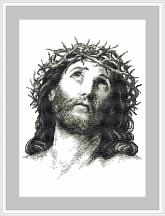 Jesus Christ By Guido Reni Modern Easy Digital Cross Stitch Etsy