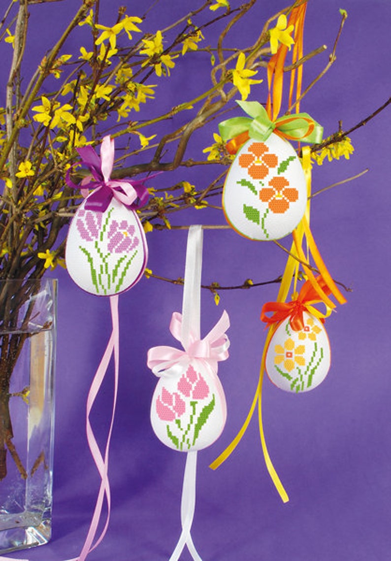 Easter Eggs With Flowers 4 Stitch Patterns, Digital Pdf, Graphics ...