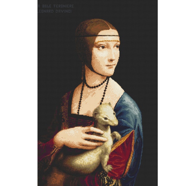 Lady with An Ermine - Leonardo da Vinci Digital Cross  Stitch Pattern,PDF