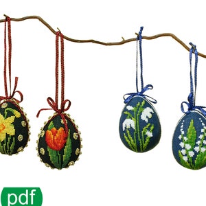 Spring eggs Osterneier - Easter eggs - Flowers Digital Cross Stitch Patterns,