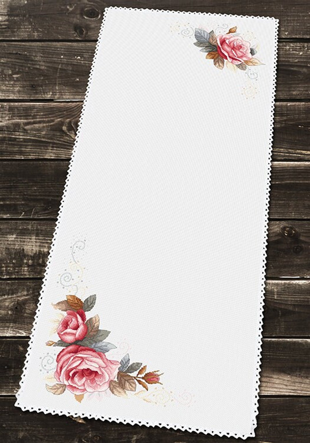 Cross Stitch Pattern PDF Vintage Rose Table Runner Etsy