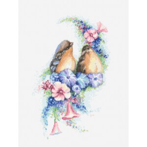 Romantic birds digital cross stitch pattern pdf , Birds digital cross stitch pattern,