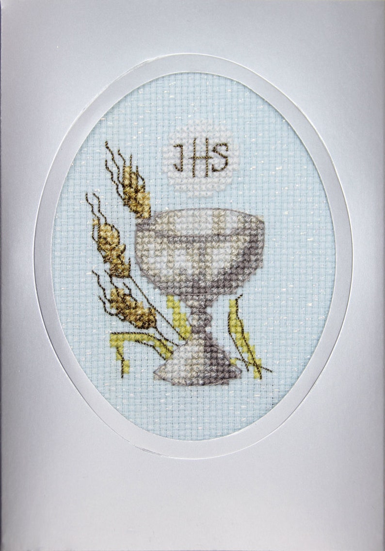 First Holy Communion Card Cup Modern Cross Stitch - Etsy