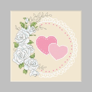 Composition de coeurs de mariage modèle numérique point de croix PDF